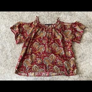 burgandy cold shoulder top